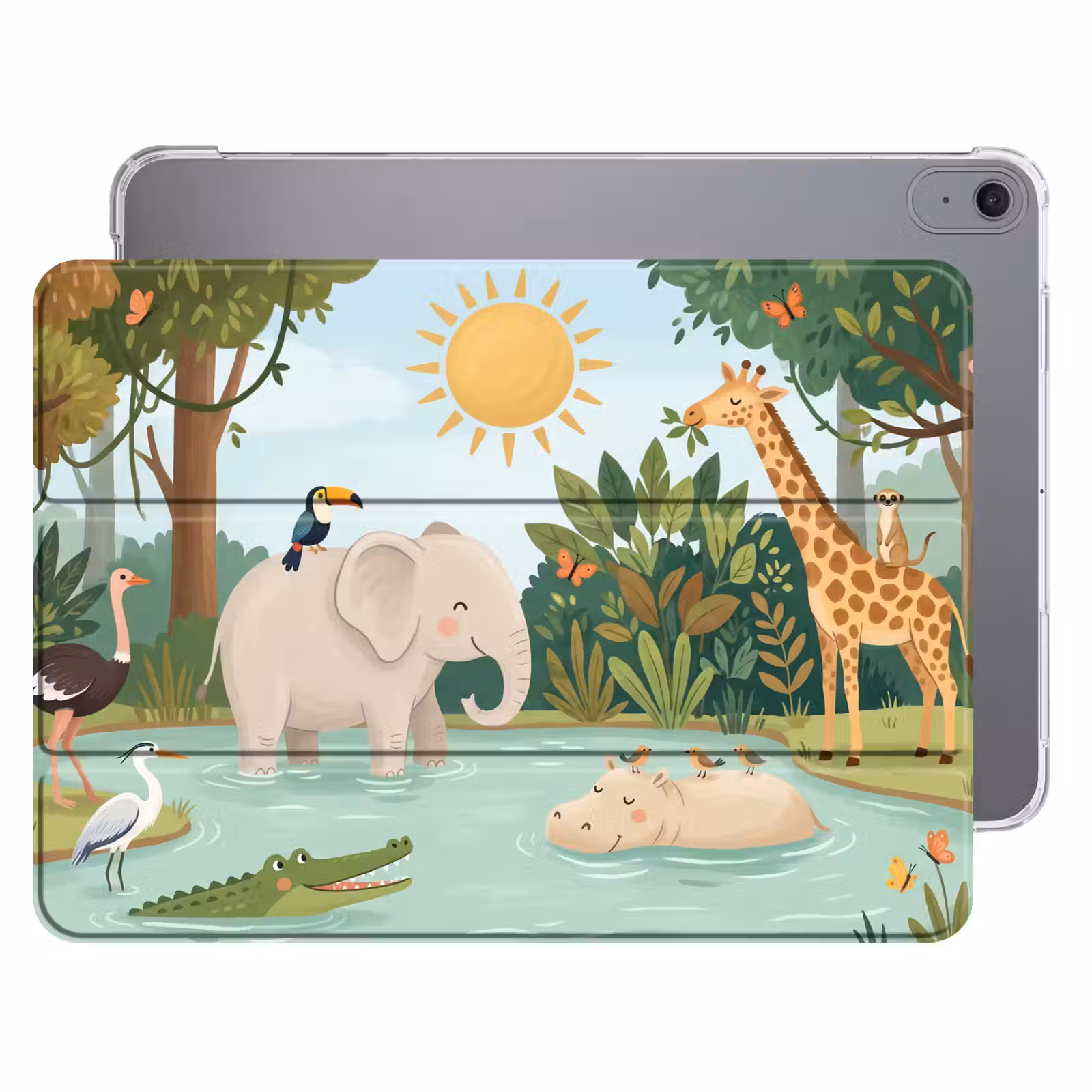 iPad hoes - Jungle - Oase - Dieren - Kleurrijk — 1