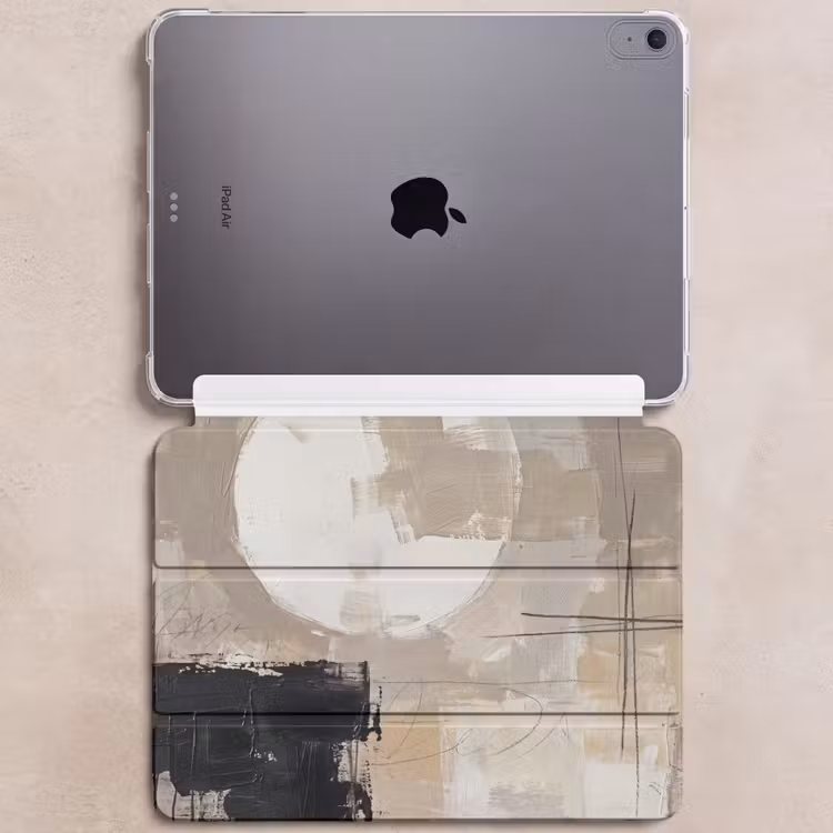 iPad hoes - Abstract - Cirkel - Modern - Beige - Zwart - Minimalistisch — 6