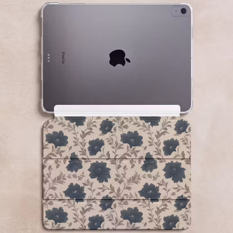 iPad hoes - Motief - Bloemen - Zwart - Beige — 6