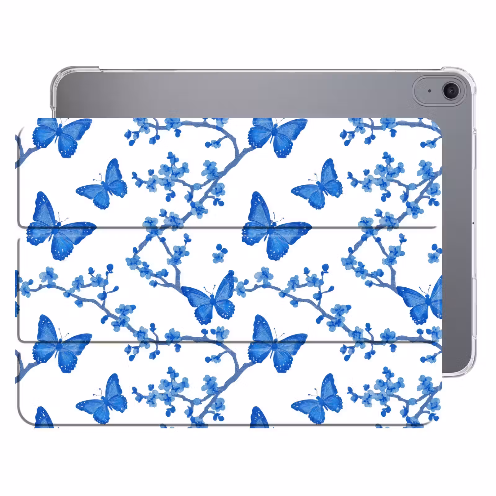 iPad hoes - Vlinder - Bloemen - Blauw — 1