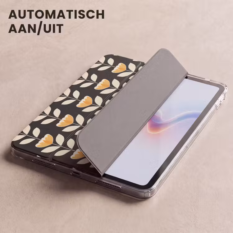 iPad hoes - Retro - Bloem - Zwart - Okergeel — 5