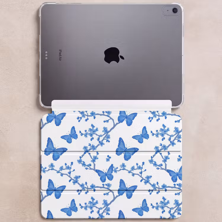 iPad hoes - Vlinder - Bloemen - Blauw — 6