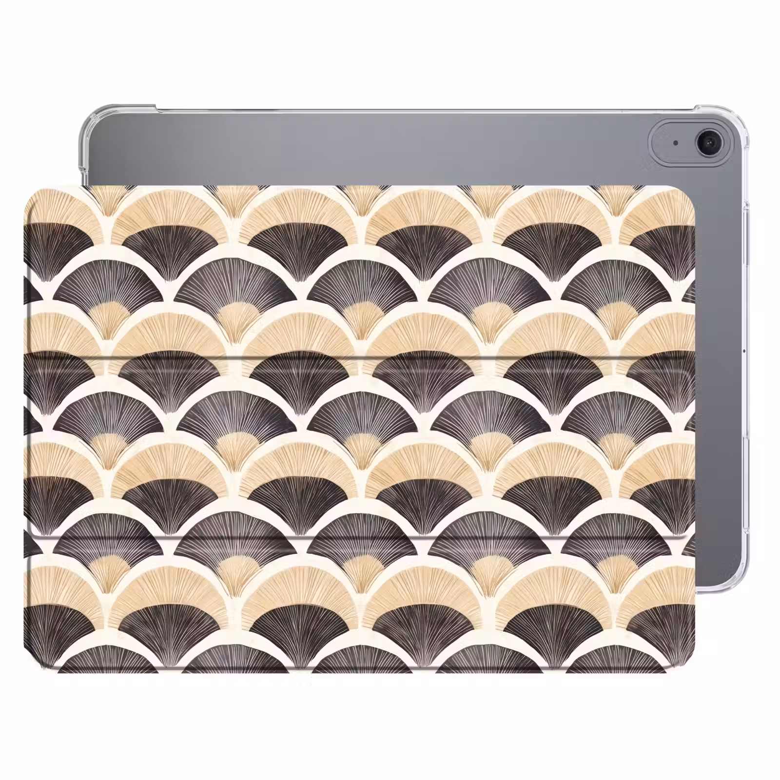iPad hoes - Waaier - Patroon - Zwart - Beige — 1