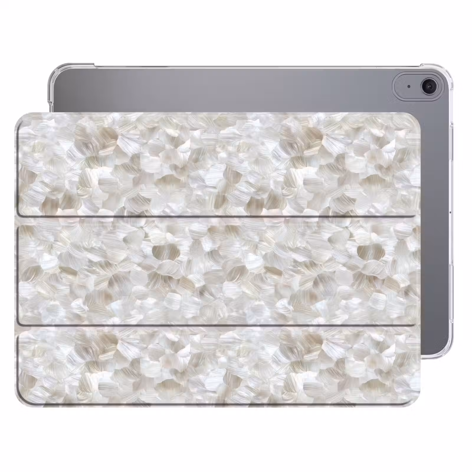 iPad hoes - Wit - Penseelstreken - Reliëfeffect — 1