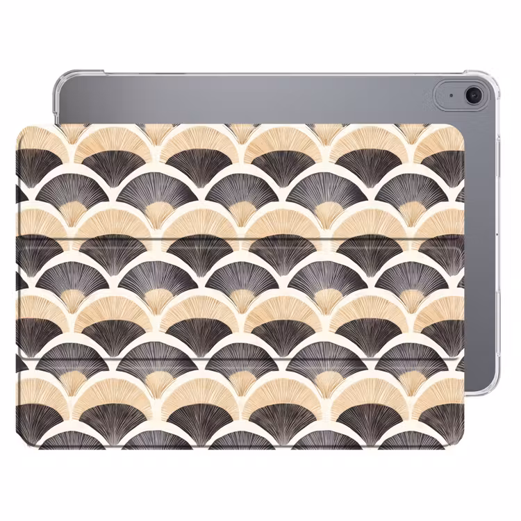 iPad hoes - Waaier - Patroon - Zwart - Beige — 1