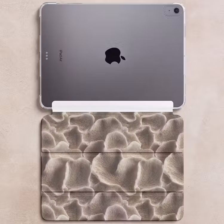 iPad hoes - Waaiervorm - Beige - Vezel textuur — 6