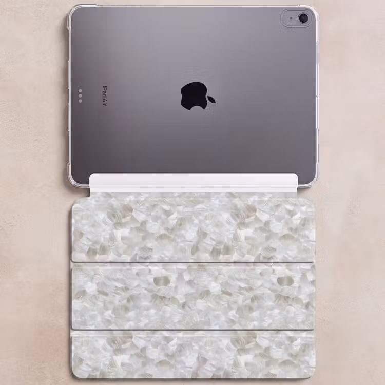 iPad hoes - Wit - Penseelstreken - Reliëfeffect — 6