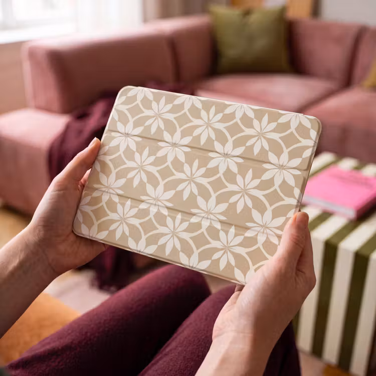 iPad hoes - Bloemen - Patroon - Beige — 4