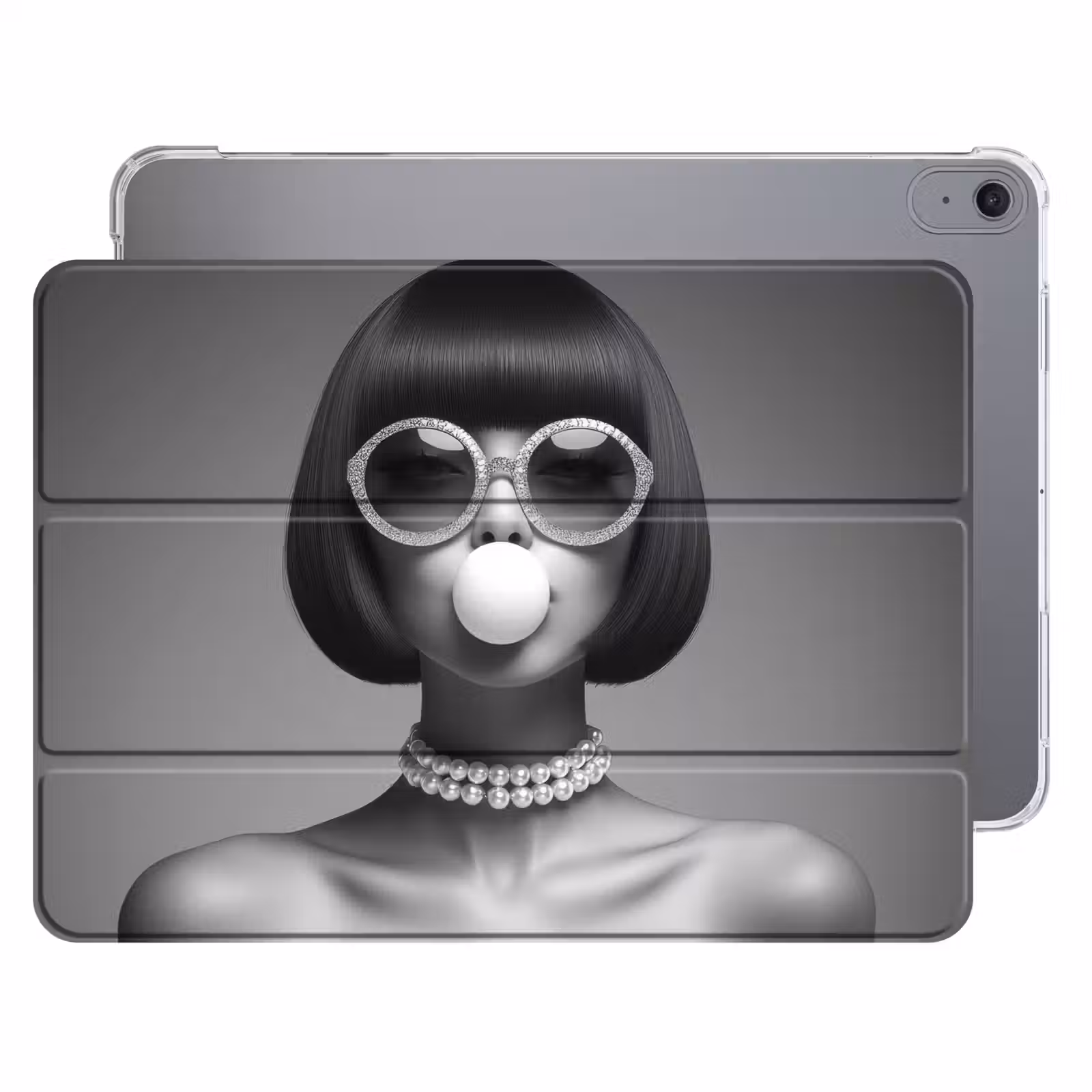 iPad hoes - Vrouw - Zwart Wit - Ketting - Zonnebril — 1