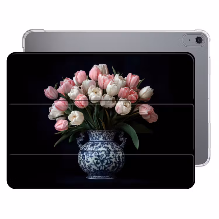 iPad hoes - Bloemen - Roze - Tulpen - Vaas — 1