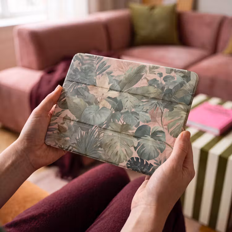 iPad hoes - Compositie van bladeren - Groen - Roze — 4