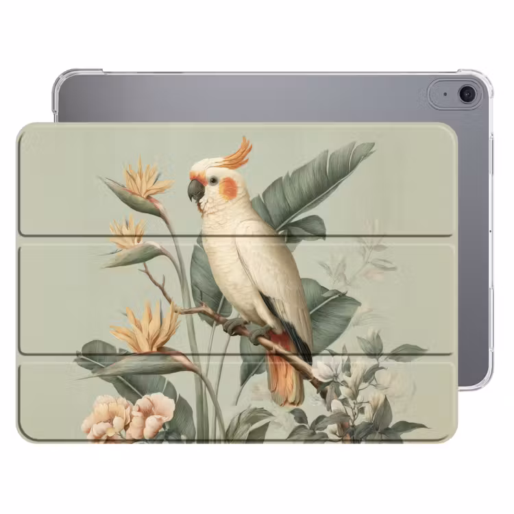 iPad hoes - Gele kuifkaketoe - paradijsvogelbloemen - Groen — 1