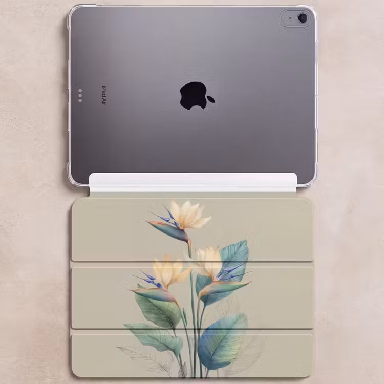 iPad hoes - Paradijsvogelbloemen - Blauwgroene bladeren - Beige — 6