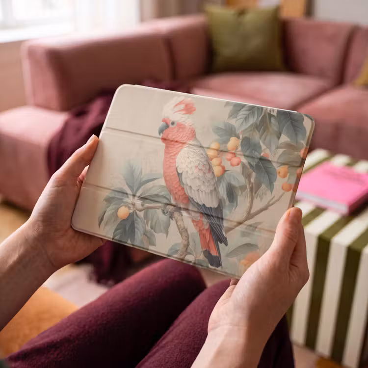 iPad hoes - Roze kuifkaketoe - Tak met vruchten - Bladeren — 4