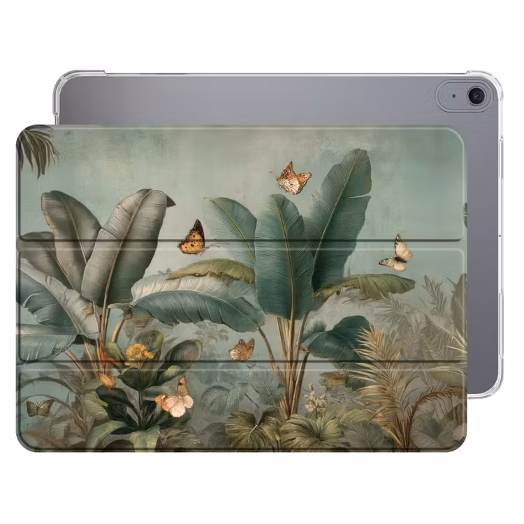 iPad hoes - Tropisch bladerdek - Vlinders - groen - Bruin — 1