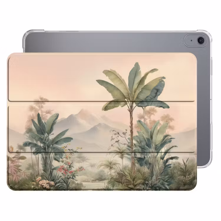 iPad hoes - Tropisch landschap - palmbomen - Bloemen - Roze lucht — 1