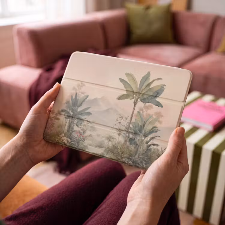 iPad hoes - Tropisch landschap - palmbomen - Bloemen - Roze lucht — 4