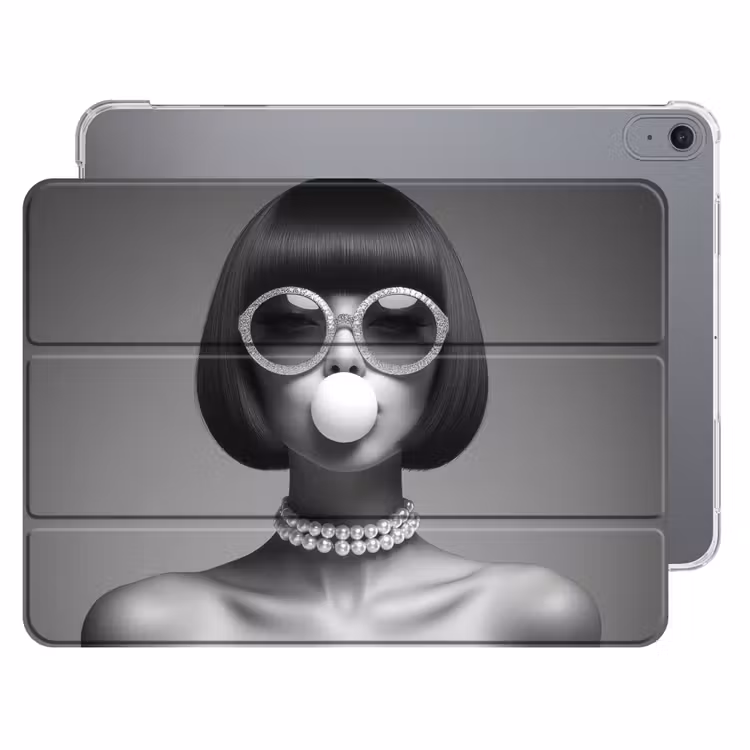 iPad hoes - Vrouw - Zwart Wit - Ketting - Zonnebril — 1