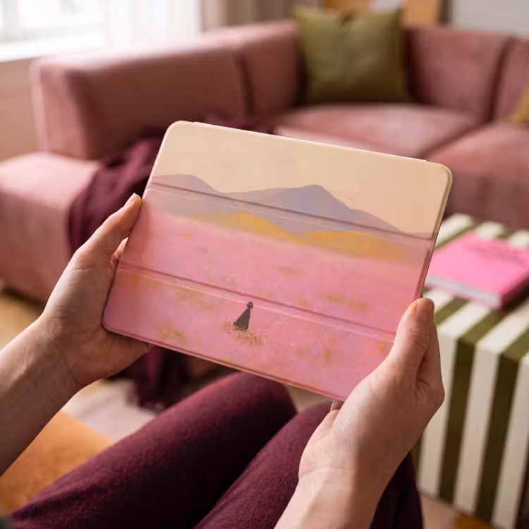 iPad hoes - Bloemenweide - Heuvels - Silhouet - Roze — 4