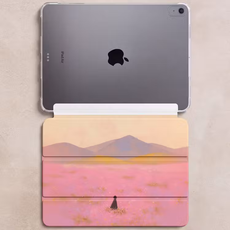 iPad hoes - Bloemenweide - Heuvels - Silhouet - Roze — 6