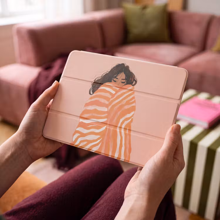 iPad hoes - Meisje - Deken - Gestreept - Oranje — 4