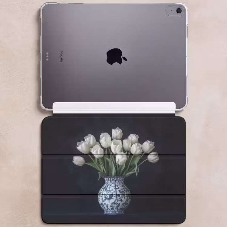iPad hoes - Wit - Bloemen - Tulpen - Vaas — 6