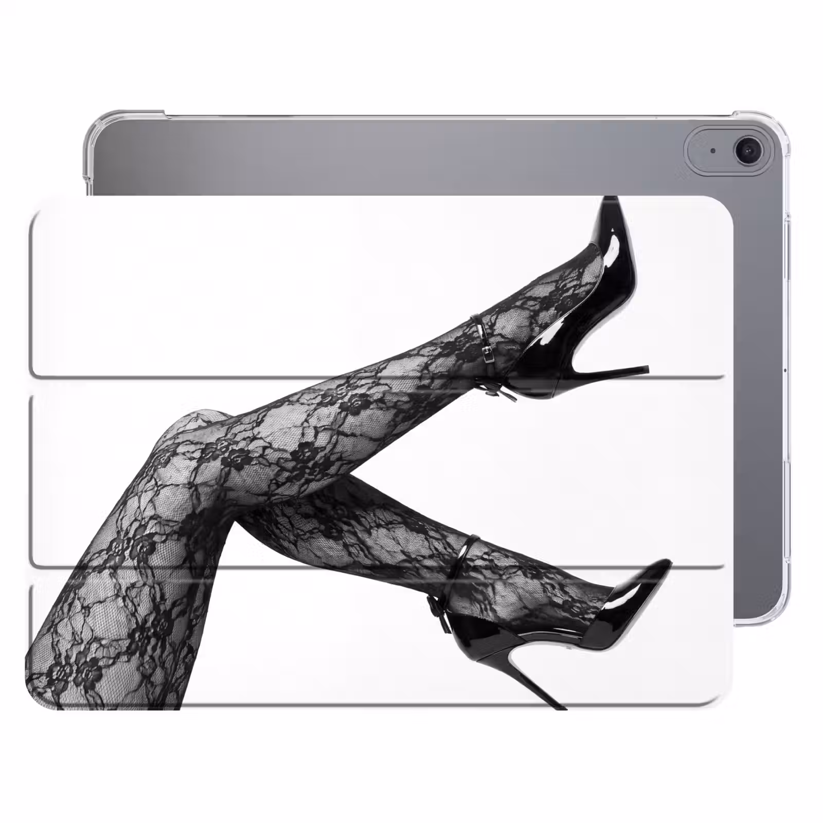 iPad hoes - Benen - Kant - Hakken - Zwart - Wit - Uitdagend — 1