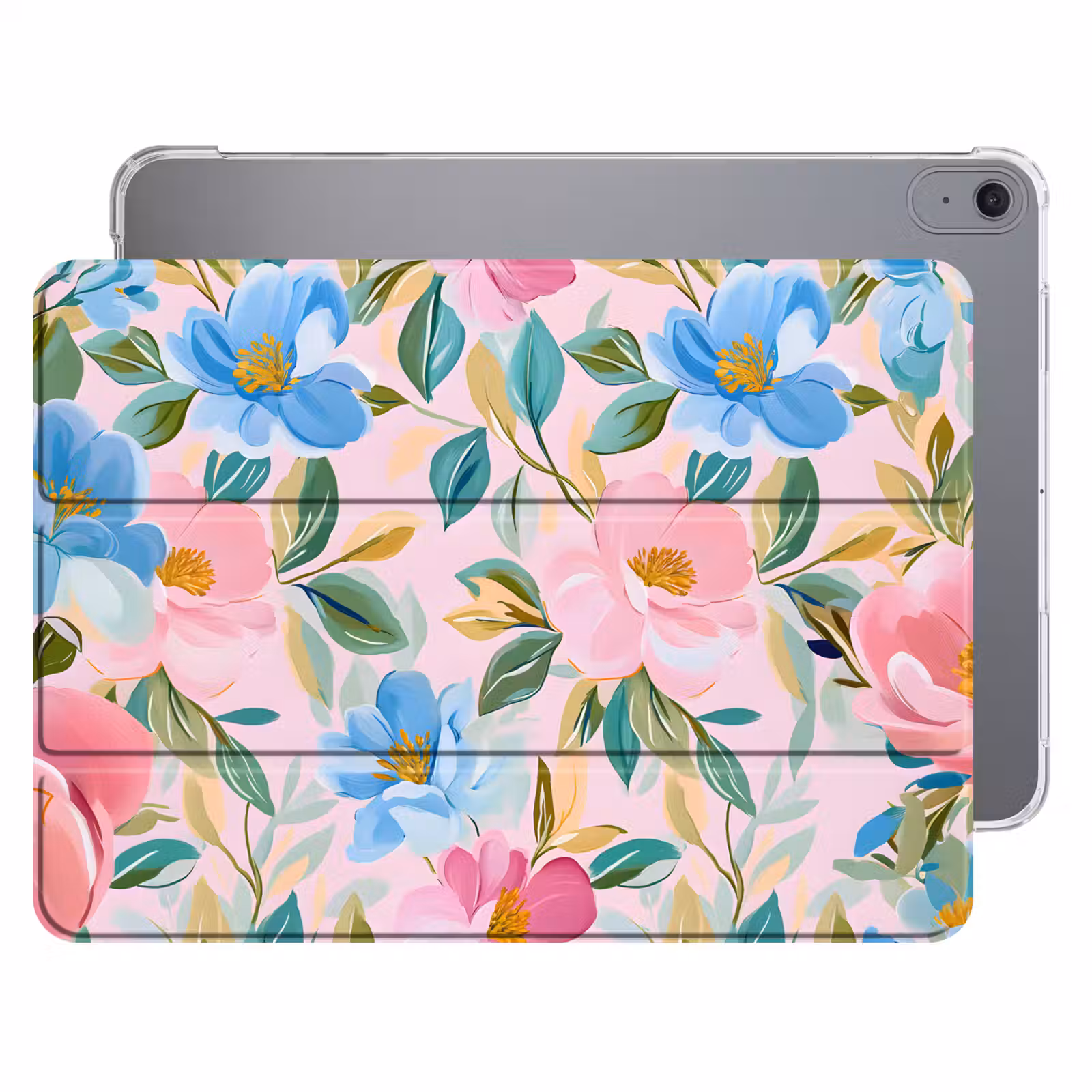 iPad hoes - Blauw - Roze - Bloemen — 1