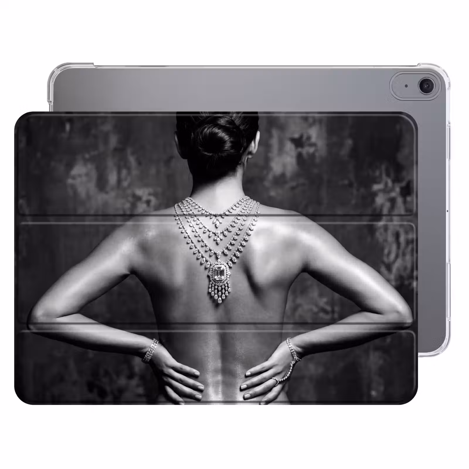 iPad hoes - Rug - Ketting - Portret - Zwart - Wit - Glamour — 1