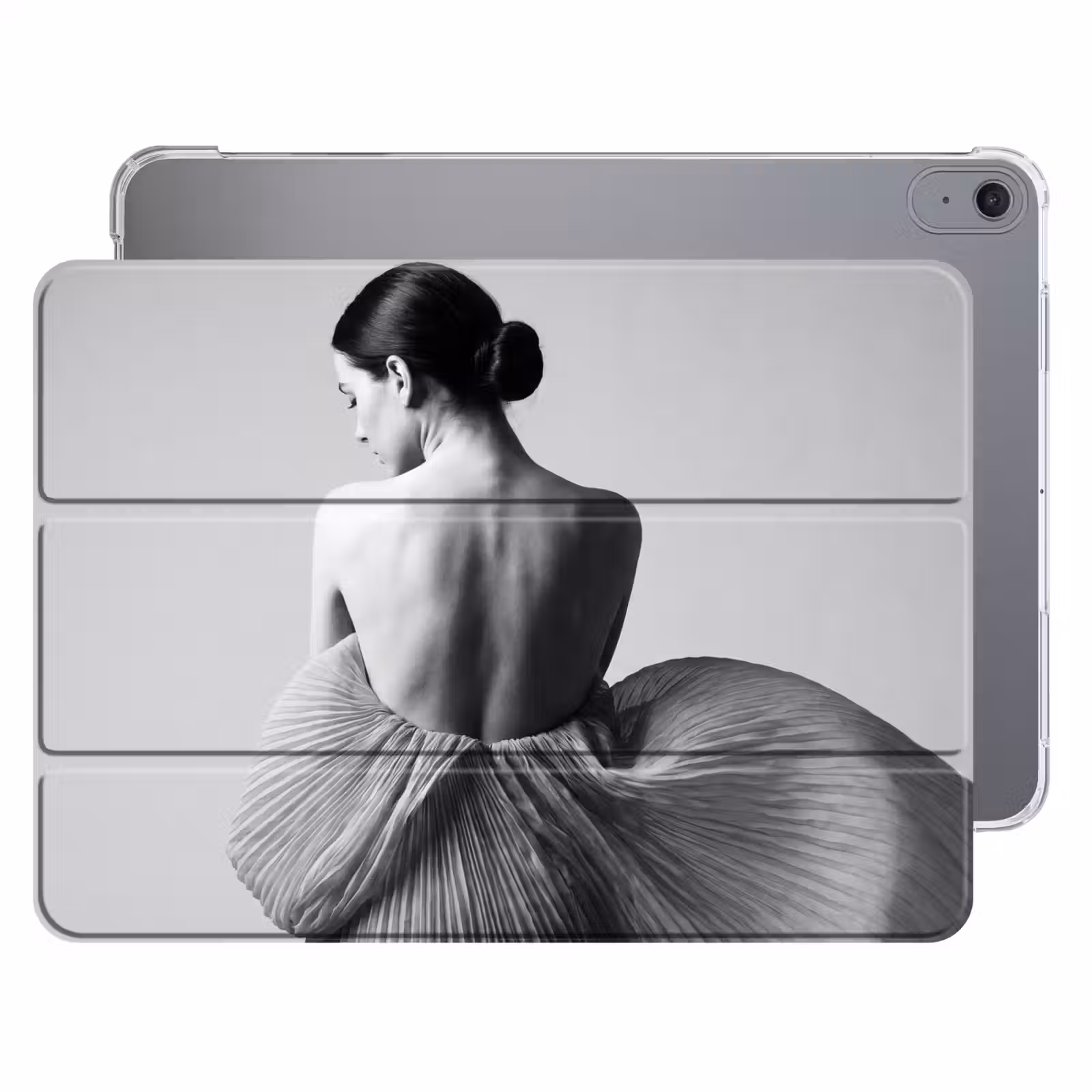 iPad hoes - Vrouw - Rug - Textuur - Zwart - Wit - Elegant — 1