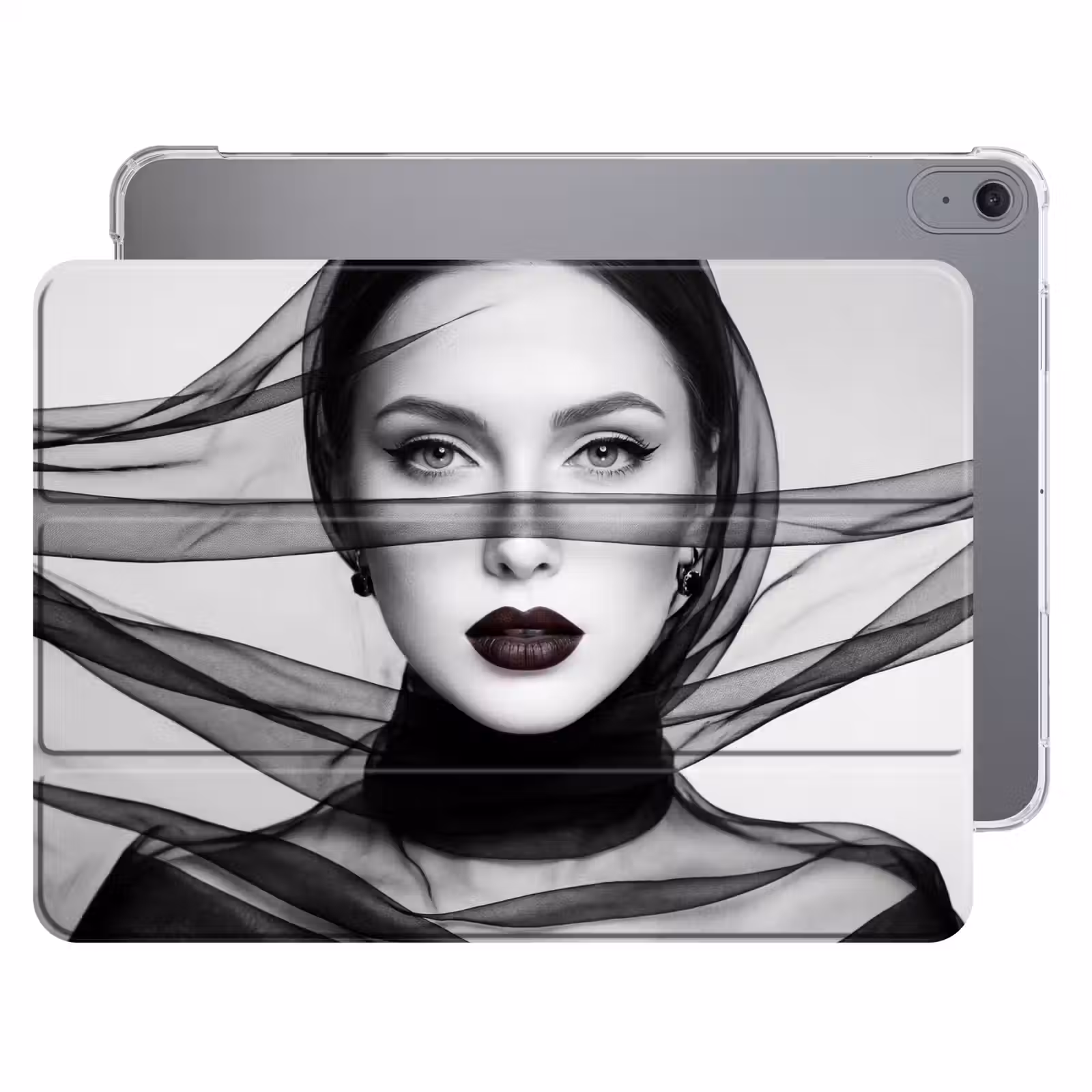 iPad hoes - Vrouw - Sluier - Portret - Zwart - Wit - Elegant — 1