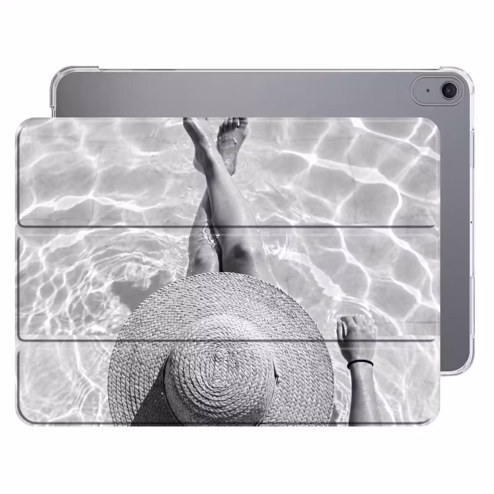 iPad hoes - Zwembad - Hoed - Water - Zwart - Wit - Zomers — 1