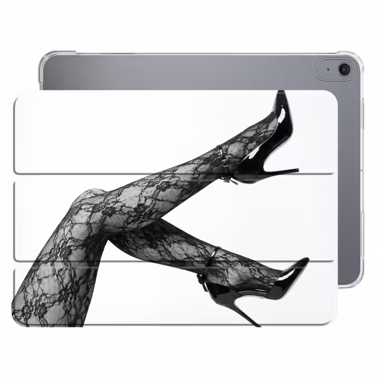 iPad hoes - Benen - Kant - Hakken - Zwart - Wit - Uitdagend — 1