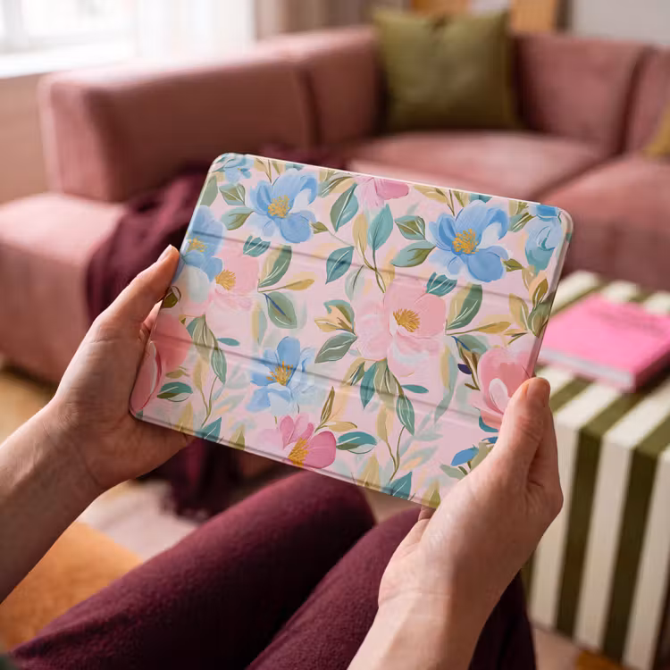 iPad hoes - Blauw - Roze - Bloemen — 4