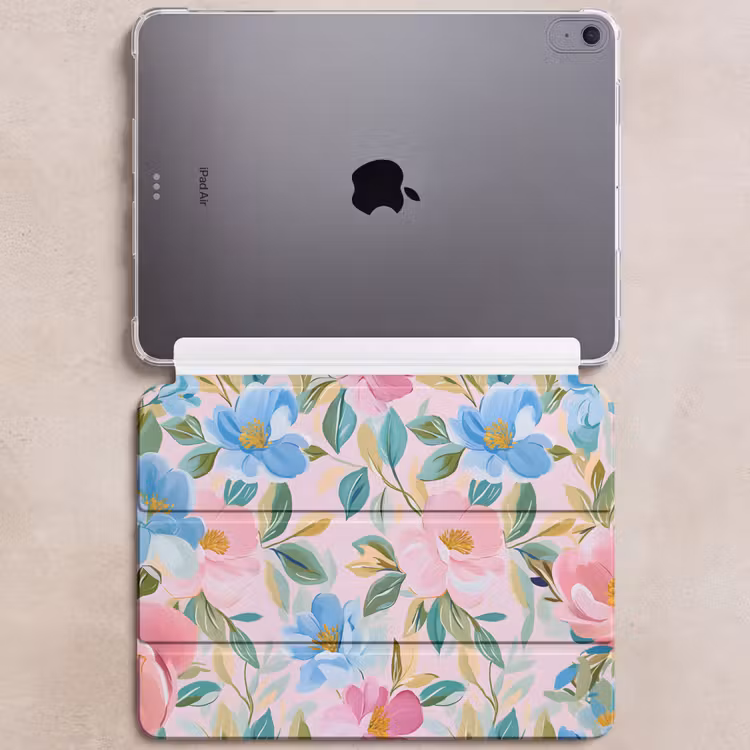 iPad hoes - Blauw - Roze - Bloemen — 6