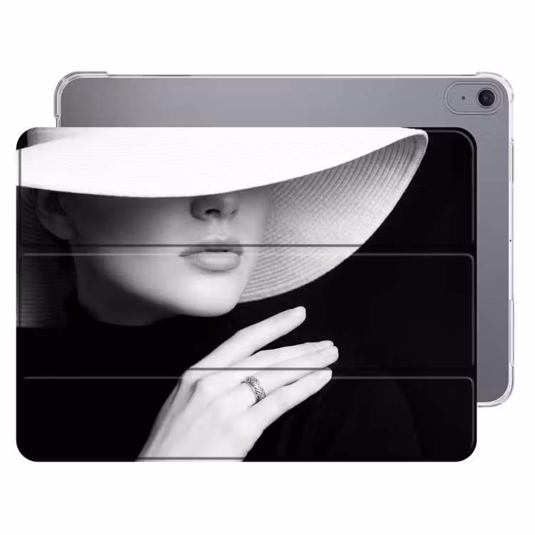 iPad hoes - Vrouw - Hoed - Hand - Zwart - Wit - Klassiek — 1
