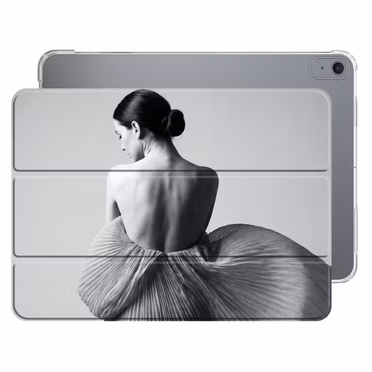 iPad hoes - Vrouw - Rug - Textuur - Zwart - Wit - Elegant — 1