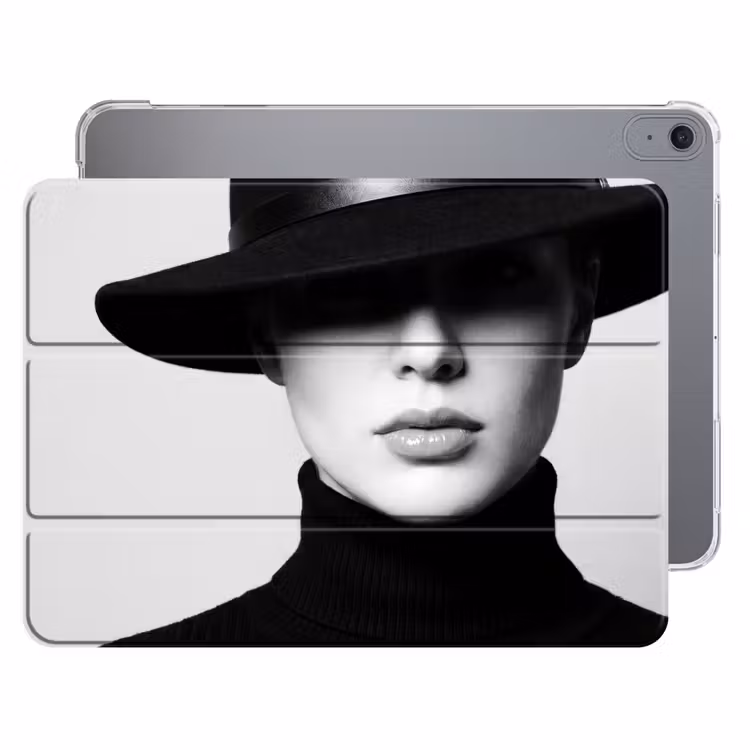 iPad hoes - Vrouw - Schaduw - Zwart - Wit - Mysterieus — 1