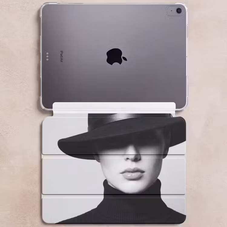iPad hoes - Vrouw - Schaduw - Zwart - Wit - Mysterieus — 6