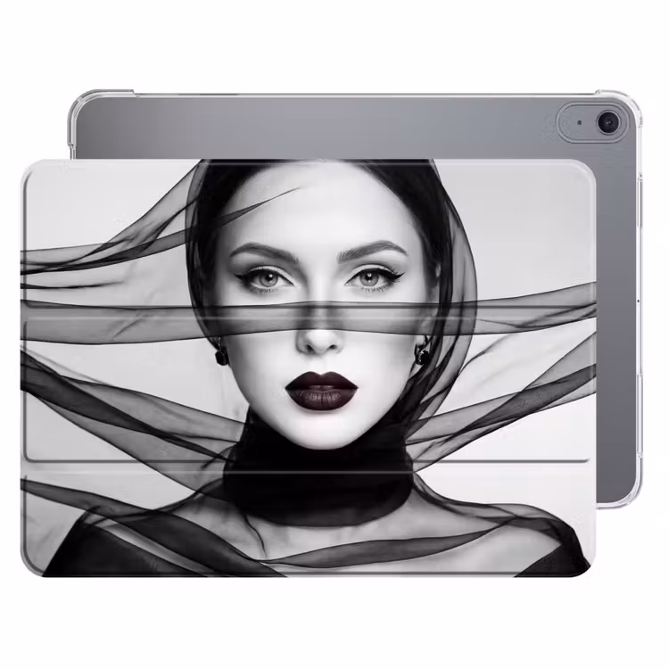 iPad hoes - Vrouw - Sluier - Portret - Zwart - Wit - Elegant — 1