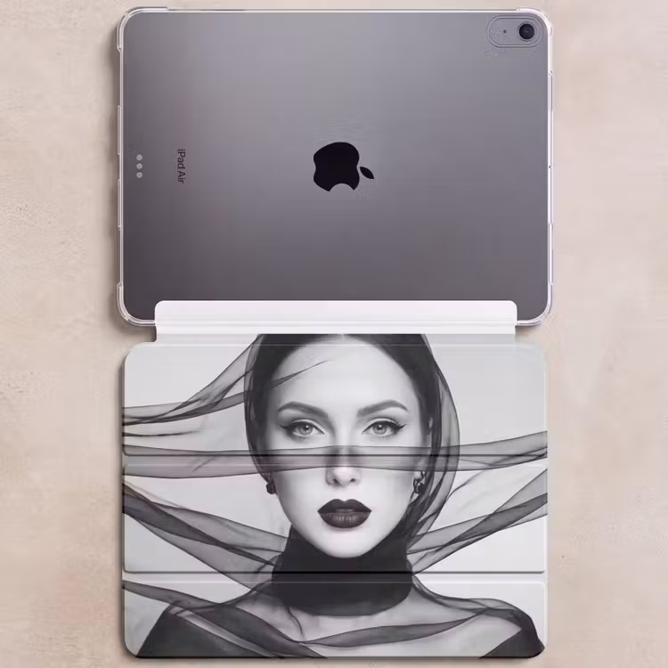 iPad hoes - Vrouw - Sluier - Portret - Zwart - Wit - Elegant — 6