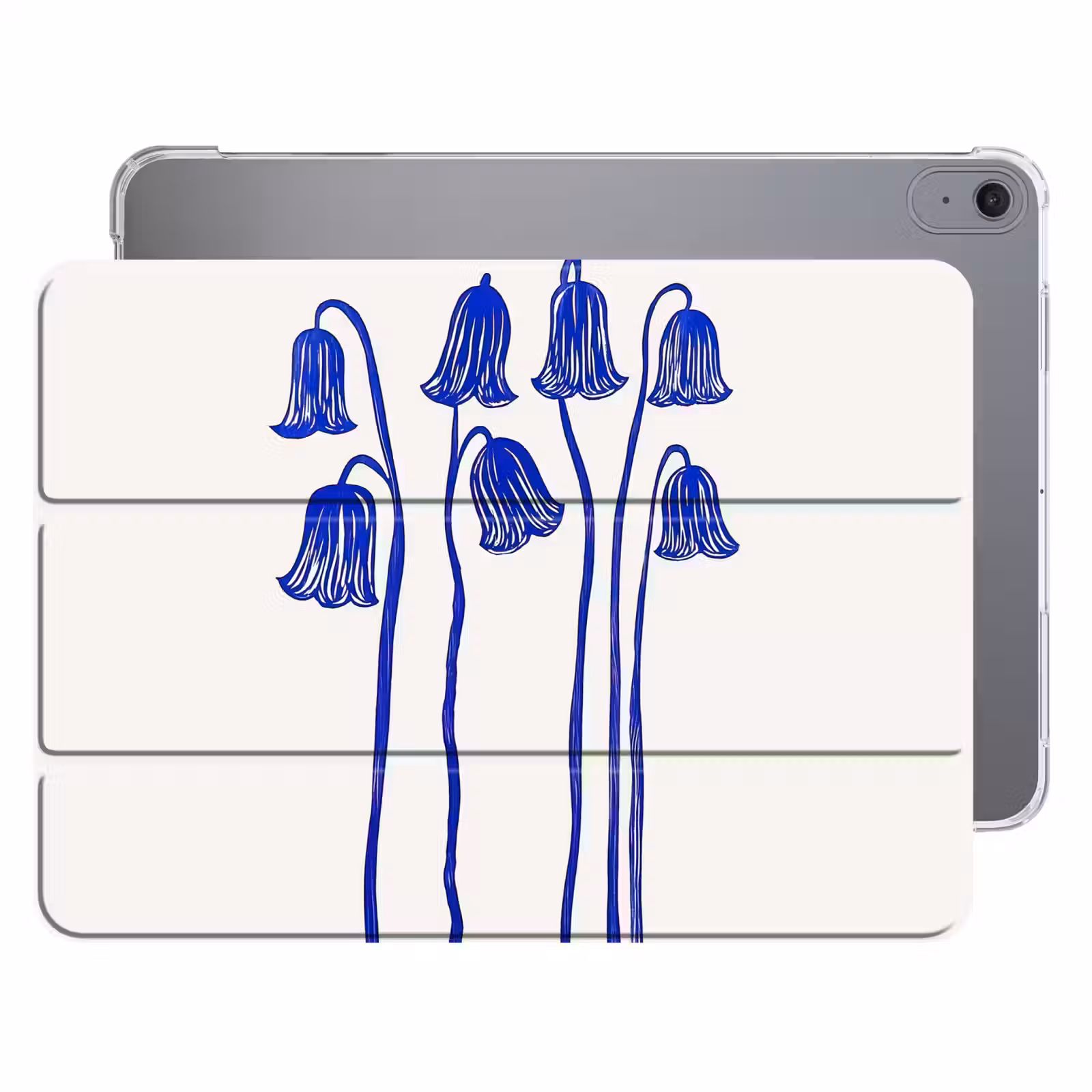 iPad hoes - Bloemen - Blauw - Lijnen - Bloemblaadjes — 1