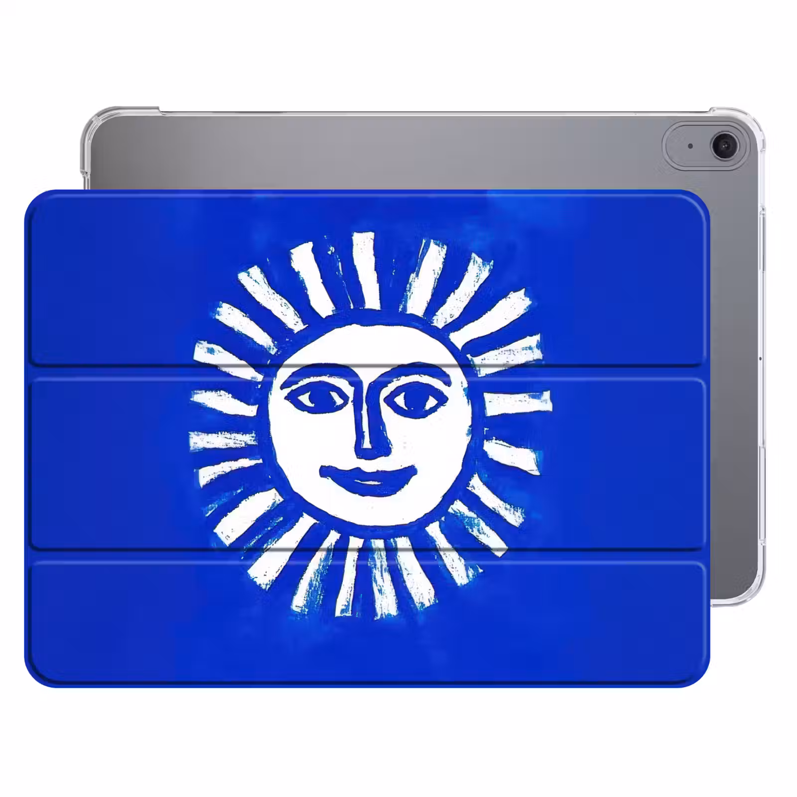iPad hoes - Zon - Gezicht - Penseelstructuur - Blauw — 1