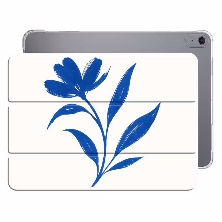 iPad hoes - Bloem - Blaadjes - Minimalistisch - Blauw — 1