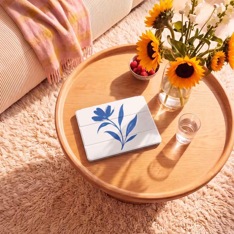 iPad hoes - Bloem - Blaadjes - Minimalistisch - Blauw — 2