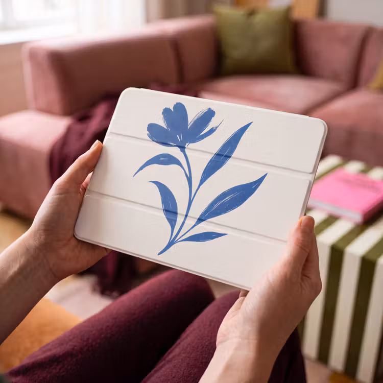 iPad hoes - Bloem - Blaadjes - Minimalistisch - Blauw — 4