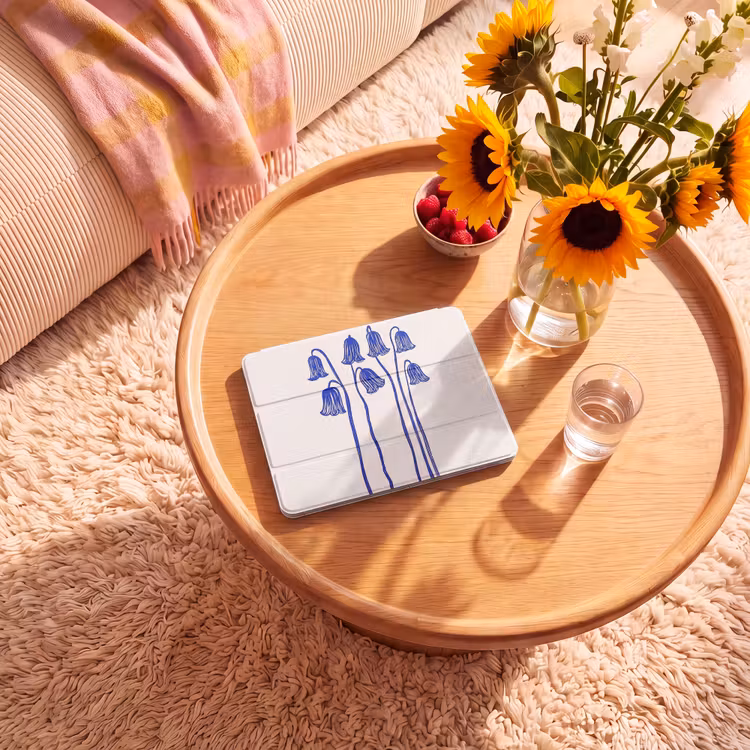 iPad hoes - Bloemen - Blauw - Lijnen - Bloemblaadjes — 2