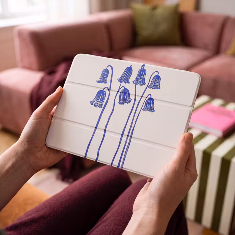iPad hoes - Bloemen - Blauw - Lijnen - Bloemblaadjes — 4