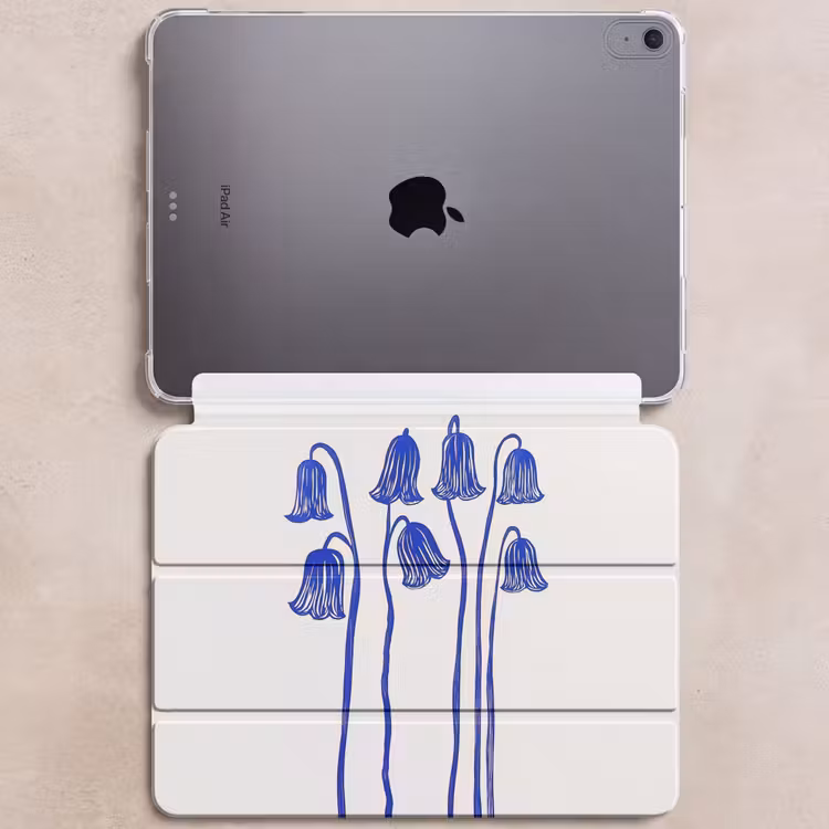 iPad hoes - Bloemen - Blauw - Lijnen - Bloemblaadjes — 6