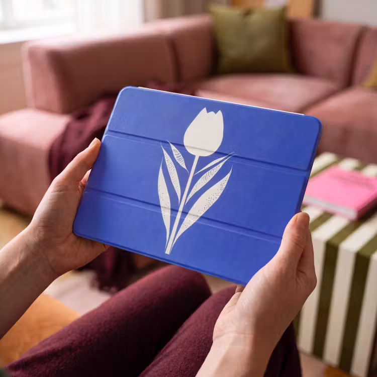 iPad hoes - Tulp - Minimalistisch - Bladeren - Wit — 4